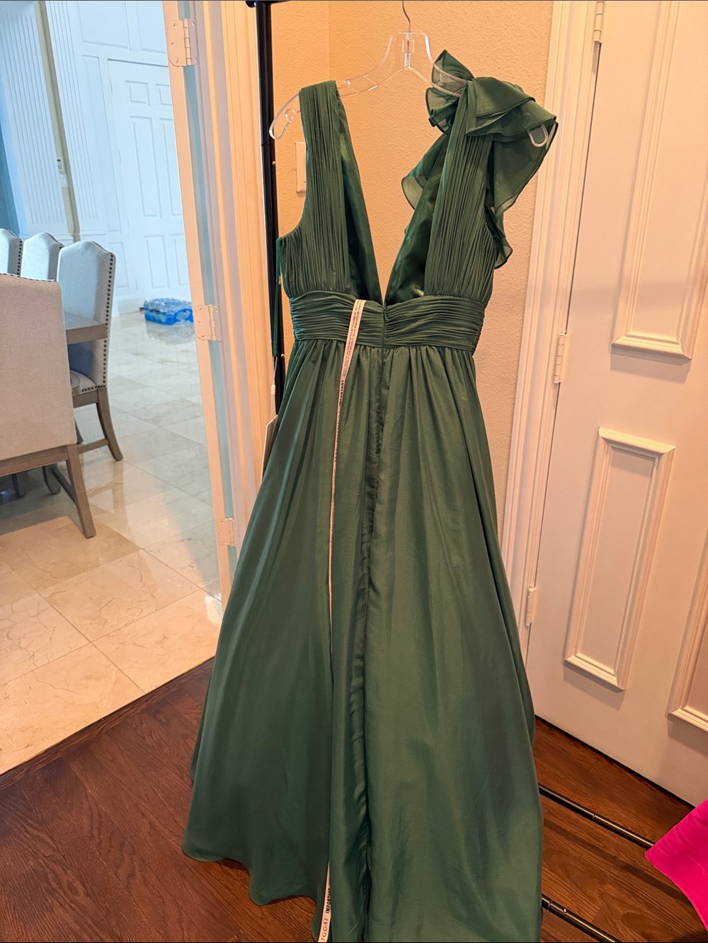 Mac Duggal Emerald One-Shoulder Ruffled Gown - Picture 3 of 3